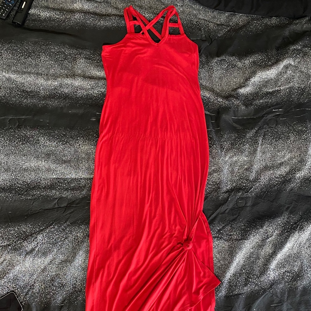Long Beach dress, red, cross back straps size M 🔥